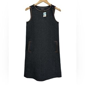 NWT J. McLaughlin Dinah Woven Shift Dress Houndstooth Faux Leather Trim